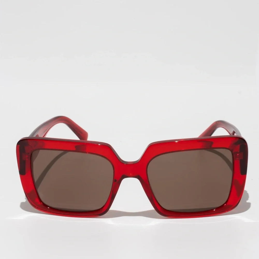Versace Red Jeweled Square Sunglasses - Picture 3 of 9